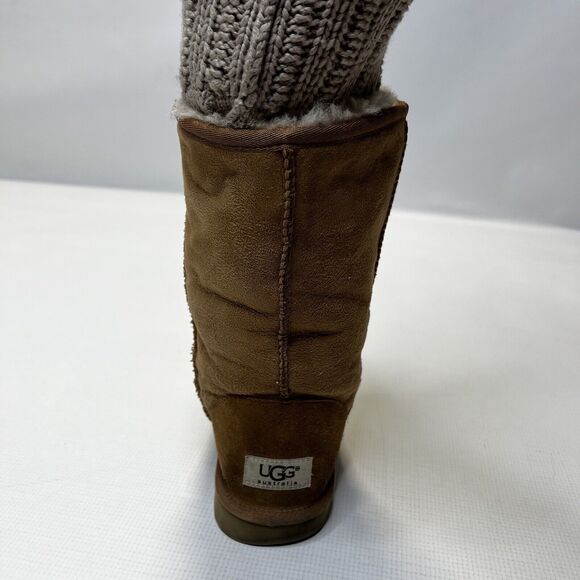 UGG Women's Tularosa Knit Detachable Knit Collar Boots Chestnut Brown Sz 7 3178 - Picture 7 of 16